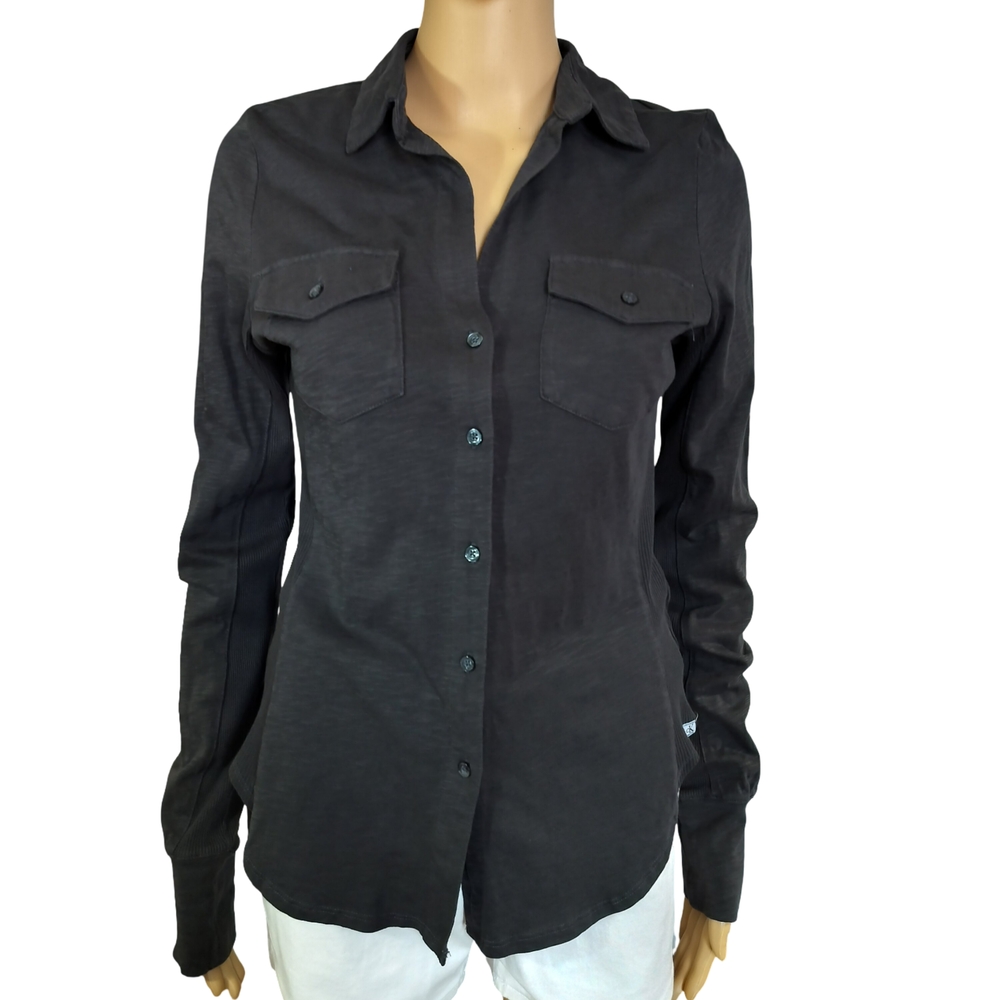 Calvin Klein Jeans Women's Long Sleeve Black Button-Up Shirt Size S NWT